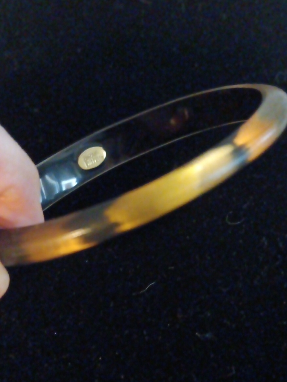 Alexis Bittar Gold-Tone Tigers Eye Look Skinny Smooth Bangle Bracelet. 07/13
